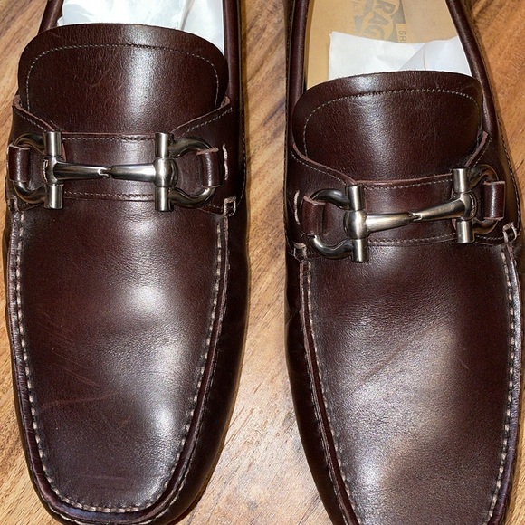 Ferragamo Men's loafers 8.5 EE Parigi driver driving brown leather slip on - Picture 4 of 13